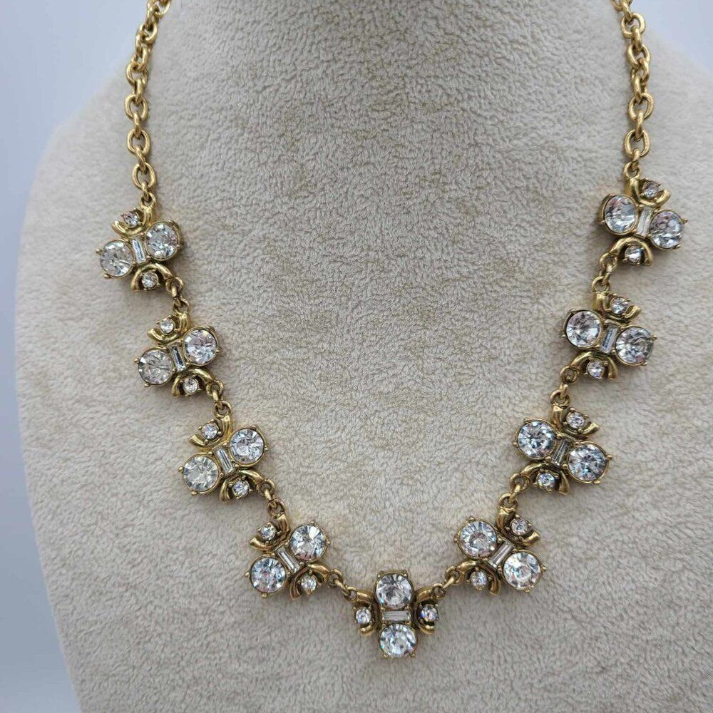 J Crew Clear Crystal Gold Tone Necklace